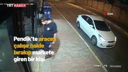 Çalınan otomobilini kurtarmak için canını hiçe saydığı anlar kamerada