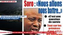 Le titrologue du lundi 10 Août 2020/ Après l'annonce d'un 3e mandat par Ouattara, Soro: