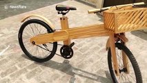 Man builds eco-friendly wooden bicycle from scratch in northern India