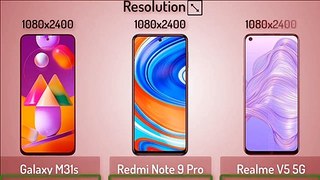 Samsung Galaxy M31s vs Xiaomi Redmi Note 9 Pro vs Realme V5 5G