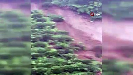 Rize'de çay bahçesinde heyelan böyle görüntülendi