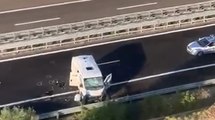 Cerignola (FG) - Assalto a furgone portavalori sulla A14: spari e auto in fiamme (11.08.20)