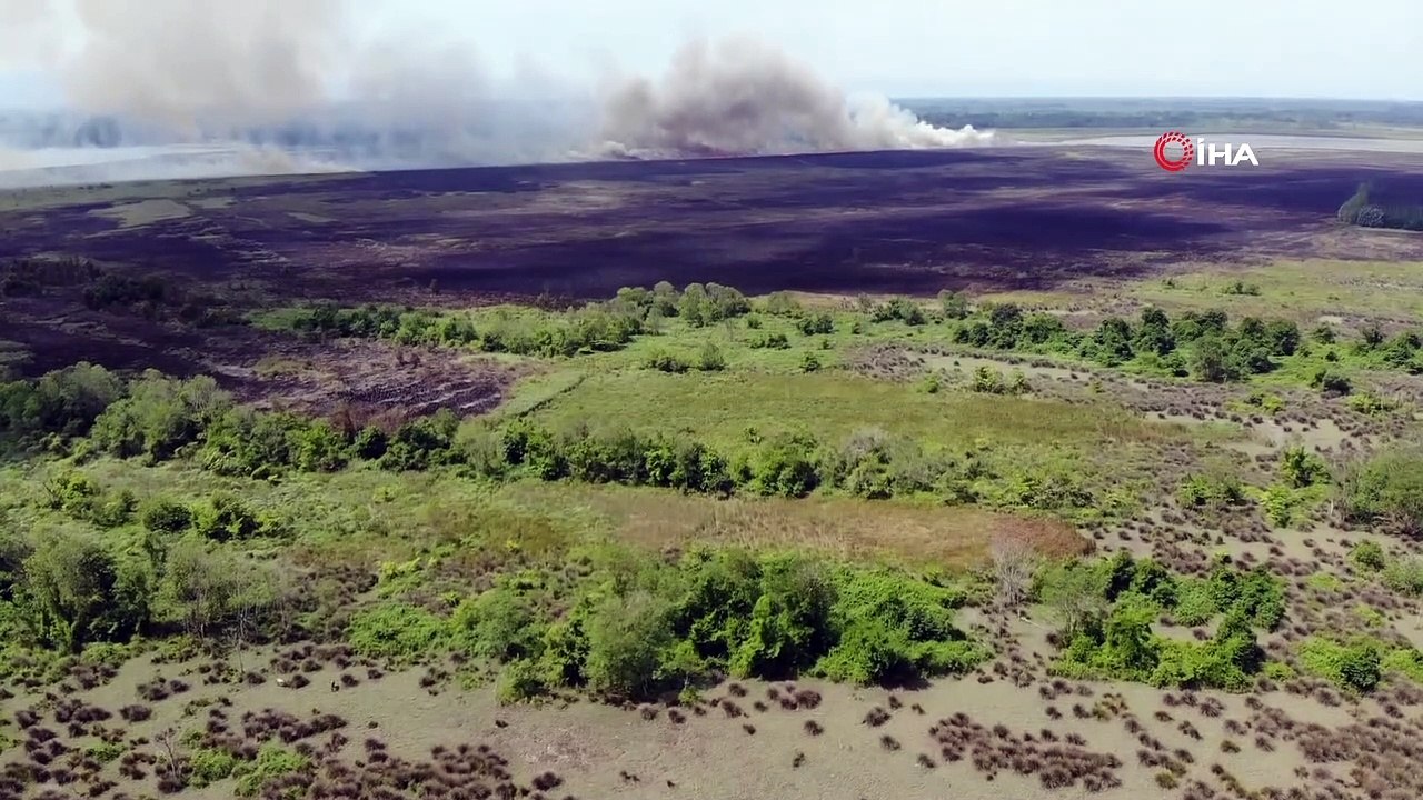 Sazlık yangınında soğutma çalışması devam ediyor