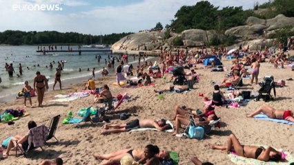 Dicht an dicht am Strand von Göteborg