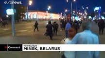 Clashes ensue on second night of protests over disputed Belarus election