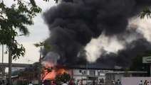 Cosmetics factory engulfed in flames