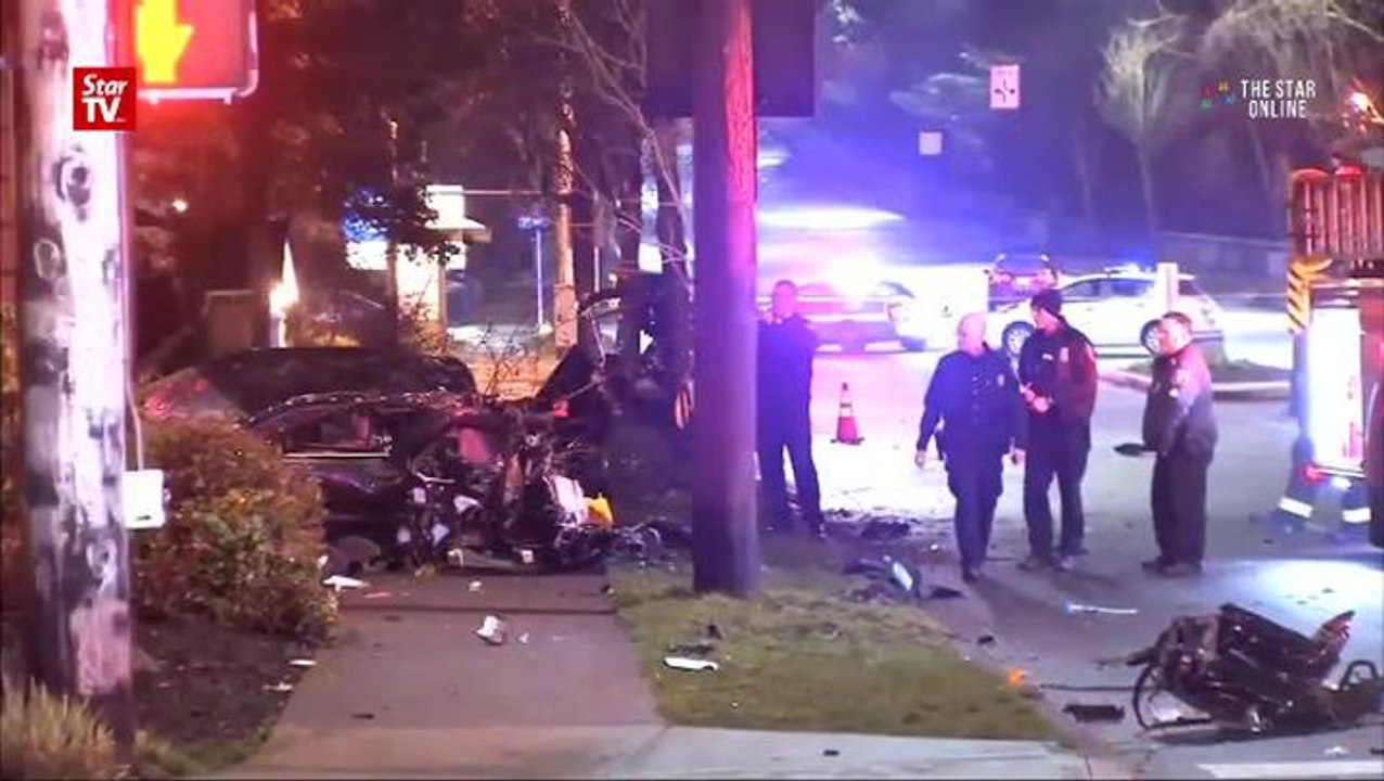 Gas pump explodes in SUV crash