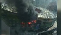 Shanghai stadium damaged by fire