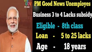 Subsidy Loans for Unemployes PM upto 25,00,000 with subsidy
