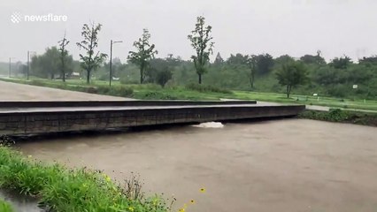 River overflows during South Korea floods