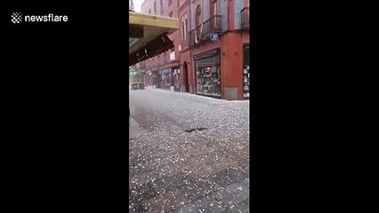 Hail lashes down as storm passes through Spain's Ciudad Real