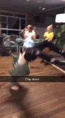 Guy Faceplants Hard on Floor While Doing Backflip With Help of Friend