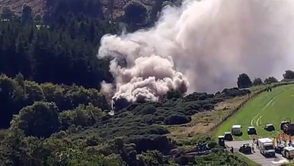 Emergency services arrive at train derailment