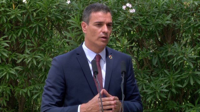 Pedro Sánchez en la rueda de prensa tras su reunión con el Rey Felipe VI en Palma de Mallorca