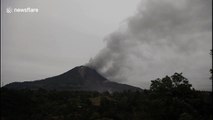 Sinabung volcano seen spewing fresh ash after recent eruption in Indonesia