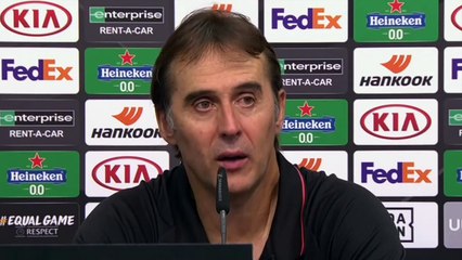 Football - Europa League 2020 - Julen Lopetegui entrenador del Sevilla FC tras la victoria frente al Wolverhampton Wanderers