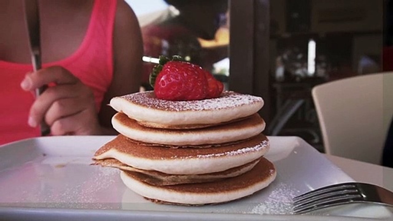 Syrup on pancakes