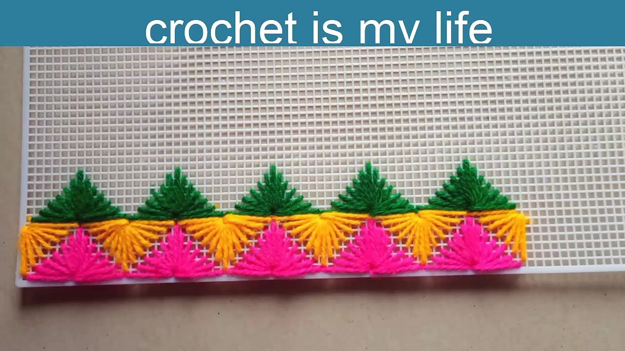 New plastic canvas Hand fan filling design --hand Embroidery with plastic canvas