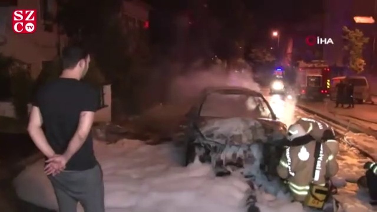 Alkollü gençler kaza yaptı lüks otomobil alev alev yandı