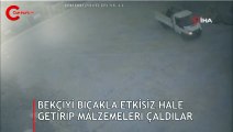 Bekçiyi bıçakla etkisiz hale getirip, malzemeleri çaldılar