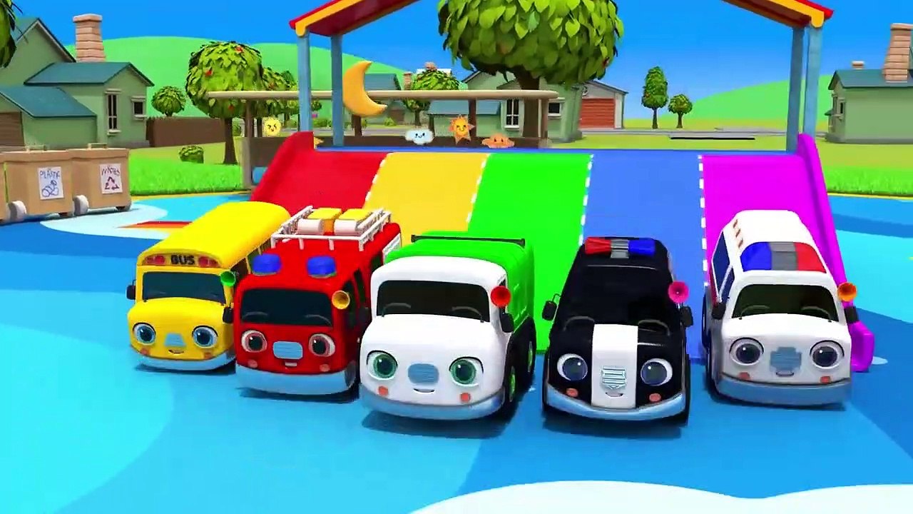 Five Little Cars Go Down The Slide Song + More Videos Nursery Rhymes