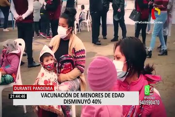 Vacunación de menores de edad disminuyó 40 %