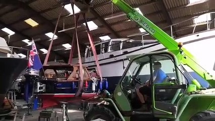 Boater Colin launches his late wife's boat which he has lovingly restored