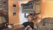 Guy Lifts Sofa Chair During Home Workout While Sheltering in Place
