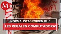 Normalistas vandalizan oficinas en Oaxaca