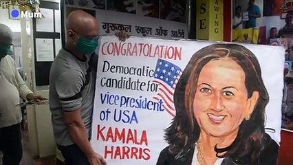 Indian artist paints congratulatory message for Kamala Harris