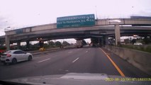 Truck Topples Over After Colliding With Barrier