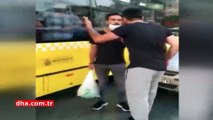 Alibeyköy'de trafikte kadına saldırı anı kamerada