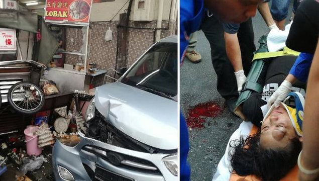 Car ploughs into hawker street in Penang