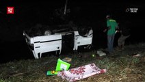 One killed and 12 hurt in van mishap