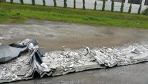 Roof blown away at Kelana Jaya LRT station