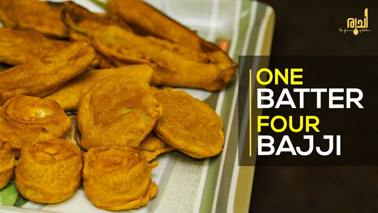 1 Batter 4 Bajji Recipe | ബജ്ജി ഇങ്ങനെ ഉണ്ടാക്കിനോക്കൂ || Quick Snack Recipes || Ruchi