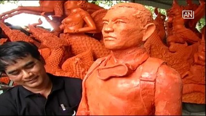 Candle sculpture of former Thai navy SEAL who died during rescue op