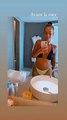 Amel Bent se dévoile en bikini dans sa salle de bain, lors de ses vacances à Palavas-les-flots, le 12 août 2020.
