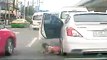 Toddler falls from car and escapes death