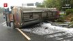 Fatal tanker lorry accident causes acid spill, road closure