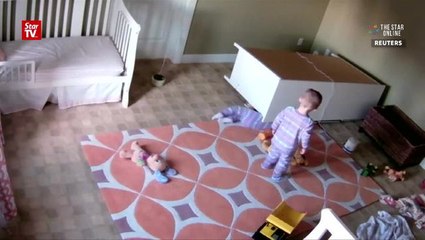 Two-year-old saves twin brother after furniture falls on him