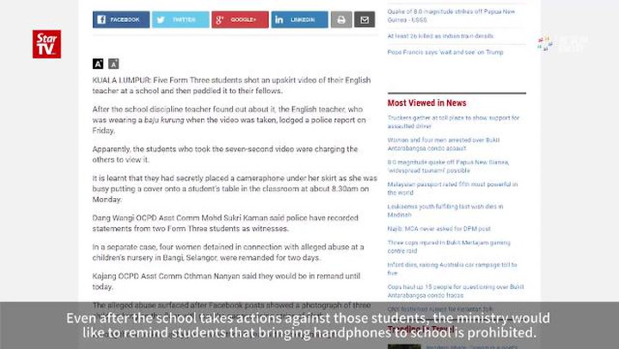 Students behind teacher upskirt video will be punished, says Chong
