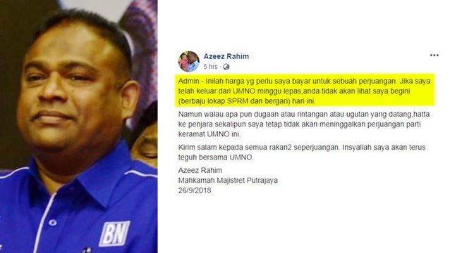 Azeez Rahim claims he would not have been arrested by MACC if he left Umno