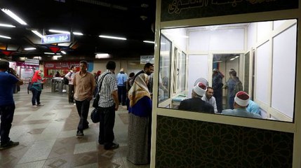 Religious kiosk set up at Cairo subway station