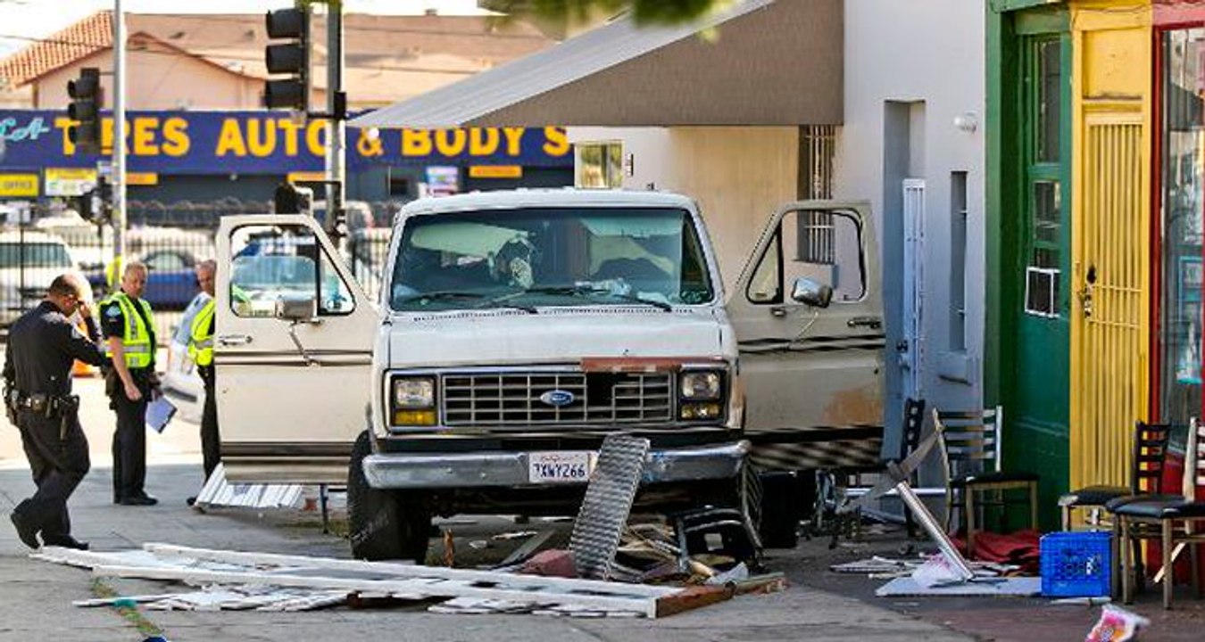 Several injured as van plows into crowd in Los Angeles
