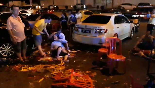 Driver of pick-up arrested after woman seated at open-air table mowed down
