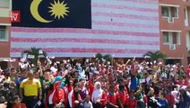 The Jalur Gemilang with palm prints