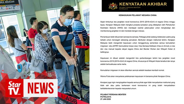 Wuhan virus: Malaysia stops visas for Chinese travellers from affected areas