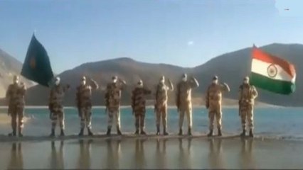 ITBP jawans unfurl tricolour in Pangong Tso area