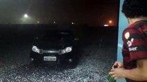 Forte chuva de granizo destrói casas em Santa Tereza do Oeste